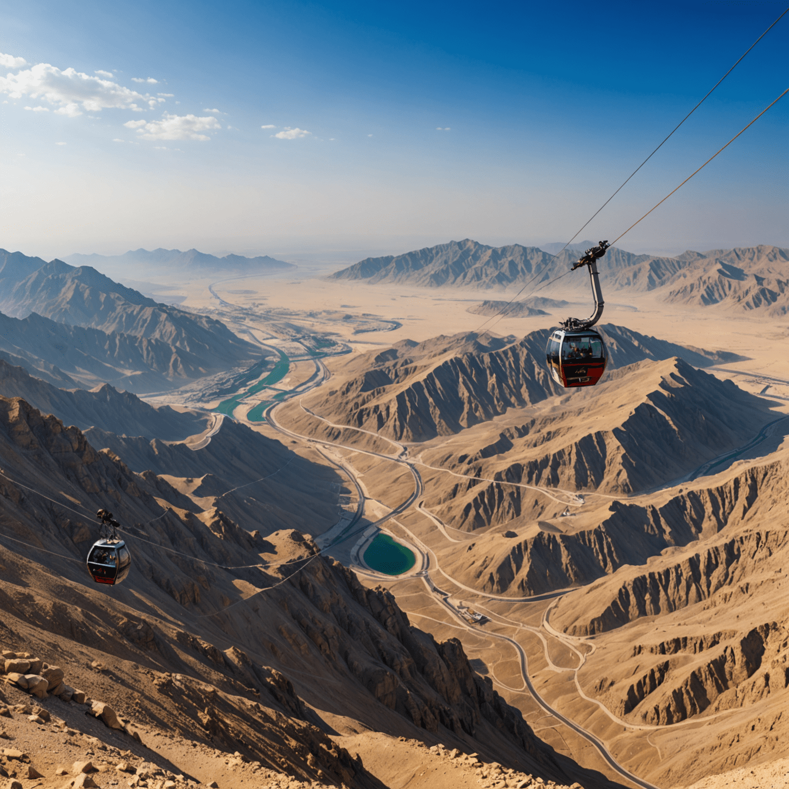 Panoramic view from Jebel Jais mountain peak with world's longest zipline